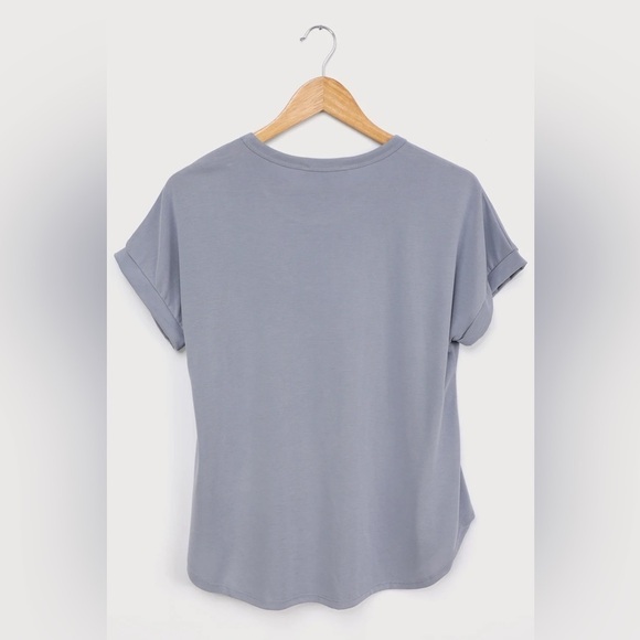 LULU’S Easily Enjoyed Dusty Blue Crew Neck Tee - Picture 5 of 5